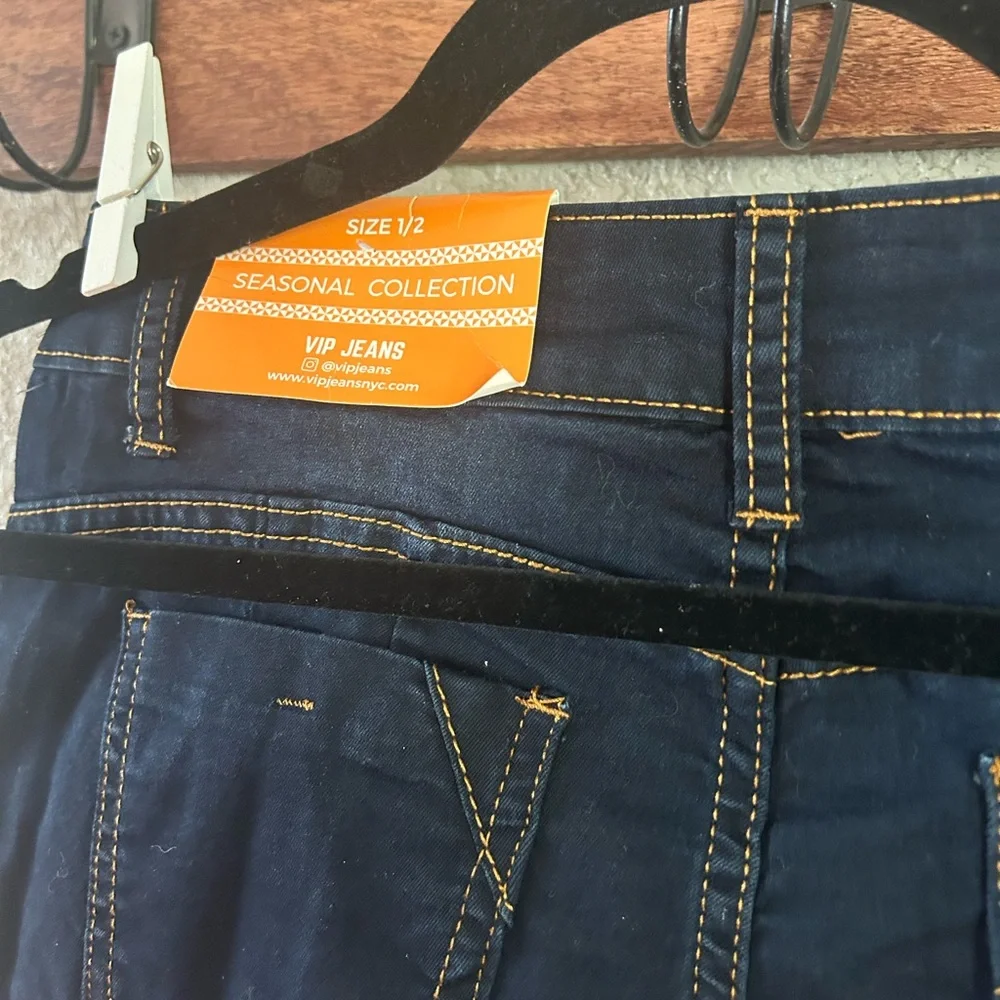 NEW VIP Jeans Women's Stretch Dark Wash High -Size 1/2
